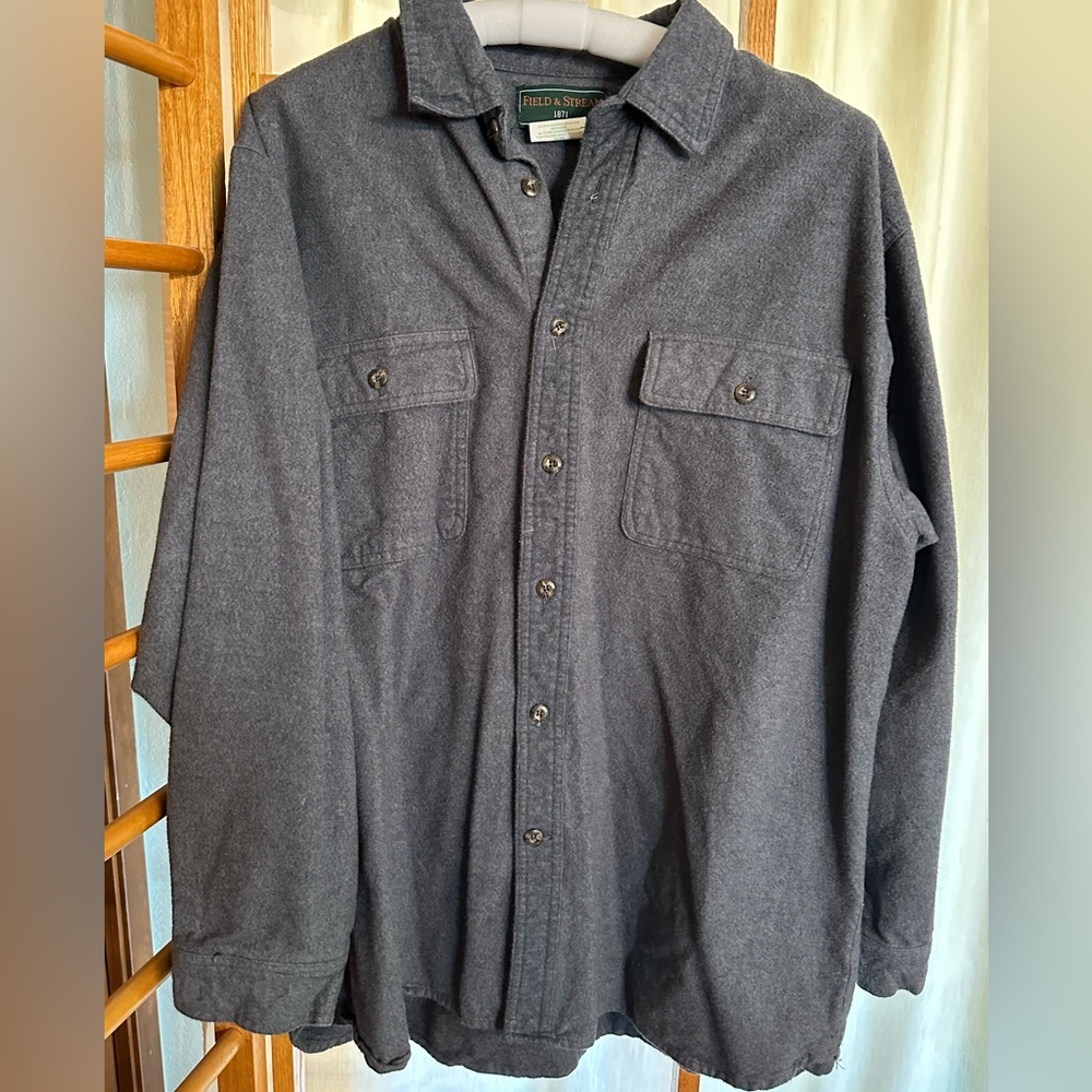 Field And Stream Grey Flannel Shacket Long Sleeve… - image 1